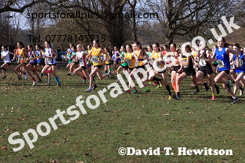 Girls under-13s 2025 UK CAU Inter Counties Cross Country Champs., Wollaton Park, Nottingham. Photo: David T. Hewitson/Sports for All Pics
